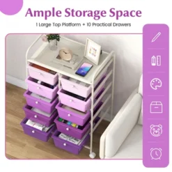 Tangkula 10 Drawers Rolling Cart Classroom Organizers Storage Cart With Wheels For Office Home School Supplies Tool Craft Art Paper Purple Gradient -Beauty house GUEST b8928a7a a319 4118 b9aa c66336cdf91c