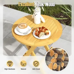 Tangkula Patio Folding Side Table W/ X-shaped Legs & Slatted Tabletop For Backyard -Beauty house GUEST b8b092fe b09b 4078 a8fe c1faf061ce9e