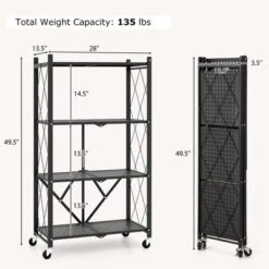Tangkula 2PCS 4-tier Foldable Storage Shelving Unit W/4 Universal Wheels For Kitchen -Beauty house GUEST b8b202db 7697 461e b64d 59cb7464e3e4