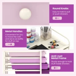 Tangkula 12 Drawers Rolling Storage Cart Classroom Organizers With Wheels For Tools Scrapbook Craft Paper Purple -Beauty house GUEST b8c4e71d 074f 48ef 9357 20ff530b22dd