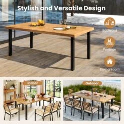 Tangkula Acacia Wood Dining Table For 8 People, 79" Large Rectangular Patio Table With Built-in Umbrella Hole -Beauty house GUEST b8cf1d82 8adc 4561 8b86 6e4efc251ba7