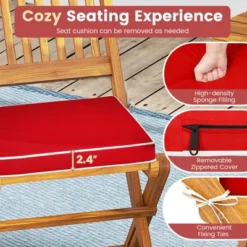 Tangkula Patio Folding Chair Set Of 2 Portable Acacia Wood Dining Chairs With High Back & Seat Cushions Beige/Navy/Red -Beauty house GUEST b91163a3 7ed7 4662 ac56 65ccb44f8d17