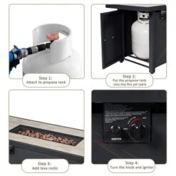 Tangkula 9 PCS Outdoor PE Rattan Wicker Sectional Sofa With 42" 60,000 BTU Gas Fire Pit Table Space-Saving Conversation Set With Storage Box Black -Beauty house GUEST b9226002 8847 4dd6 b854 ea4db2eaed85 2