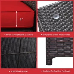 Tangkula 6 Piece Patio Sofa & Fire Table Set Outdoor Rattan Sectional Sofa Set W/ Storage Box Red -Beauty house GUEST b92a3a76 3ef0 4060 bcc7 e1c15693d30a