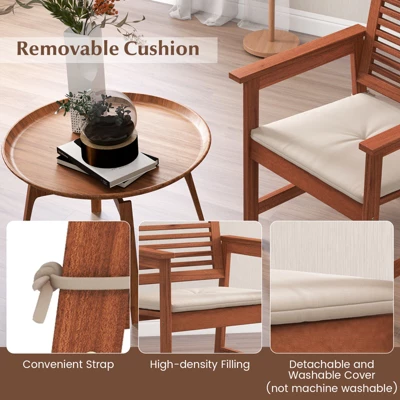 Tangkula Outdoor Hardwood Armchairs Set Of 2/4 Weather-resistant Slatted Armchairs W/Removable Cushions 7 Tangkula Outdoor Hardwood Armchairs Set Of 2/4 Weather-resistant Slatted Armchairs W/Removable Cushions - Image 5