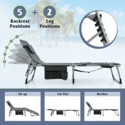 Tangkula Outdoor Folding Chaise 5-Position Lounge Chair W/ Face Hole & Adjustable Footrest -Beauty house GUEST ba271ba3 cc70 407d 8d6a 16c4e34b63ec