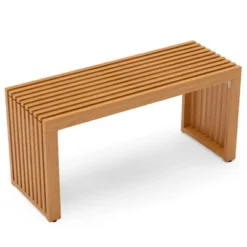 Tangkula 2 PCS 36 Inch Patio Bench All-Slat Acacia Wood Loveseat For 2 People 800 Lbs Capacity -Beauty house GUEST ba3ad1e4 c310 4136 9718 c7869faedec3