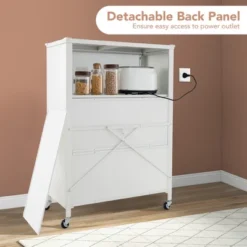 Tangkula 4-Tier Kitchen Bakers Rack Microwave Stand W/ Flip Doors Universal Wheels White -Beauty house GUEST ba3b8c2f eb05 4c3d 96e0 8115ccf8b456