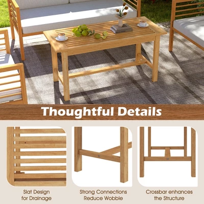 Tangkula 36"Patio Coffee Table Solid Wood Coffee Table W/ Slatted Tabletop Natural 9 Tangkula 36"Patio Coffee Table Solid Wood Coffee Table W/ Slatted Tabletop Natural - Image 7
