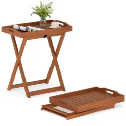 Tangkula Patio Solid Wood Tray Table W/ Removable Top Rectangular TV Tray Bistro Table -Beauty house GUEST babccc7d a2be 49e0 a09d 976cedf30b10