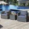 Tangkula 3-Piece Patio Wicker Conversation Set Bistro Rattan Sofa Chair With Washable Cushion Gray -Beauty house GUEST bb069ddf 6a0f 4ca9 a1d7 4c041e7ec889