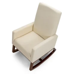 Tangkula Mid Century Rocking Chair Comfortable Rocker Modern High Back Armchair Beige -Beauty house GUEST bbac6499 a42b 4cf1 a3c0 03d721f52a70