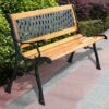 Tangkula Garden Metal Bench Porch Path Hardwood Chair For Patio Park Outdoor Deck -Beauty house GUEST bc1cb5fb d7e6 441b aeab 35e1e179bab8