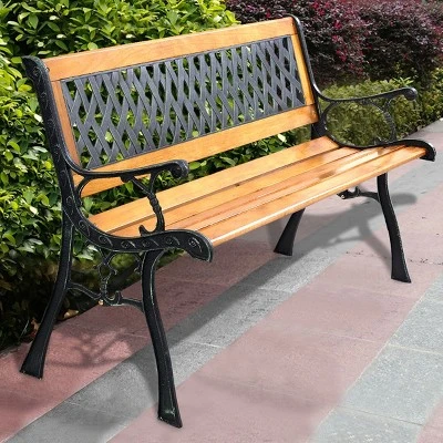 Tangkula Garden Metal Bench Porch Path Hardwood Chair For Patio Park Outdoor Deck 3 Tangkula Garden Metal Bench Porch Path Hardwood Chair For Patio Park Outdoor Deck