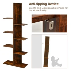 Tangkula Modern Multi-Layer Bookshelf Floor Standing Bookcase W/Anti-fall Device Storage Rack For Home Office Rustic -Beauty house GUEST bc410299 d20b 45f9 83c0 c4fcd88a40e7