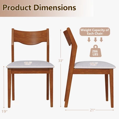 Tangkula Wooden Dining Chair Set Of 2 W/ Rubber Wood Frame Wide Padded Seat 10 Tangkula Wooden Dining Chair Set Of 2 W/ Rubber Wood Frame Wide Padded Seat - Image 8