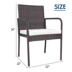 Tangkula 4-Piece Outdoor Rattan Wicker Dining Chairs With Armrests & Soft Cushions -Beauty house GUEST bd0b0929 2763 426e 9152 f35c5d69d9ba