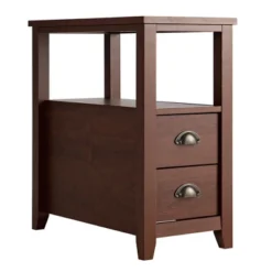 Tangkula Retro Wooden Side End Table Rectangular Nightstand With 2 Drawers And Shelf Coffee/Brown -Beauty house GUEST bd4b100e 6052 4876 a66f d049bb9a9787