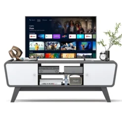Tangkula Mid Century TV Stand For TVs Up To 55" Media Console Table Sliding Door -Beauty house GUEST bd81834b e5f9 48da ae6a 79378f3ba2ee