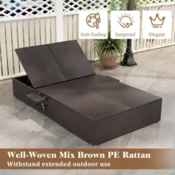 Tangkula Patio Double Chaise Lounge 6 Position Adjustable Wicker Recliner Bed With Cushions & Folding Side Trays 14 Tangkula Patio Double Chaise Lounge 6 Position Adjustable Wicker Recliner Bed With Cushions & Folding Side Trays -Beauty house GUEST bdb2e723 dc97 444d 8862 88bab191aca9