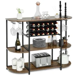 Tangkula Wine Rack Table Coffee Bar Cabinet Freestanding Liquor Stand Glass Holder -Beauty house GUEST bdc35858 5fa1 495f 87ab 7c413039b7e0