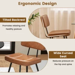 Tangkula Dining Chairs Set Of 4 W/ PU Leather Cover Filled Sponge Waterfall Seats -Beauty house GUEST bdde682f a1d4 4654 a5cb 7f3c4e0c3099
