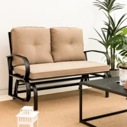 Tangkula 2-Person Outdoor Patio Glider Bench Swing Seat Bench W/ Seat & Back Cushions -Beauty house GUEST bebe469a cf8d 4cdb 883f d1d63de90c2b