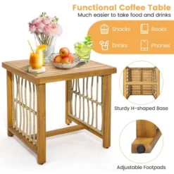 Tangkula 3PCS Patio Acacia Wood PE Wicker Furniture Set W/ Soft Seat & Back Cushions -Beauty house GUEST bec4c824 9b77 4a2b 99f7 541d2a6dae5f