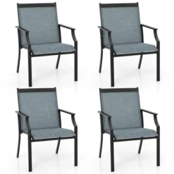 Tangkula Set Of 4 Patio Dining Chairs Outdoor Armchairs W/ Sturdy Metal Frame -Beauty house GUEST bee6b207 d48c 4f2e a95a d675475e642f