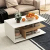 Tangkula Geometric Coffee Table W/ Storage Shelves 3-Tier Rectangular Tea Table -Beauty house GUEST bef92218 1199 4ac4 ab43 f8e63ce48cd4