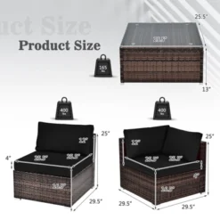 Tangkula 6PCS Wicker Patio Sectional Conversation Furniture Set With Coffee Table & Seat Cushions Navy/Black/Turquoise/Red -Beauty house GUEST bf4b5104 9c8a 4f01 80dd 4ae490ef5c0d