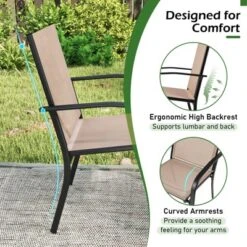 Tangkula Outdoor Dining Chairs Set Of 4 W/ Breathable Fabric Armrests High Back -Beauty house GUEST bf4bd495 a246 4e52 918c 475fdbede351 1