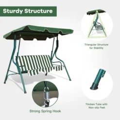 Tangkula 3-Seats Outdoor Glider Hammock With Adjustable Waterproof Canopy Aluminum Frame Patio Swing Chair -Beauty house GUEST bf611490 77a9 403b bef6 86735090d54d