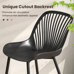 Tangkula Plastic Dining Chair Set Of 4 W/ Metal Legs Cutout Backrest Curved Seat -Beauty house GUEST bf65c935 88f8 428e abfa 49954f59430f