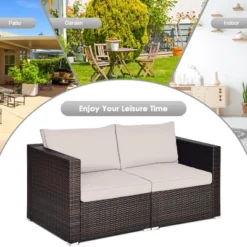 Tangkula 4PCS Rattan Corner Sofa Set Patio Outdoor Furniture Set W/ Beige Cushions -Beauty house GUEST bfa8fa0d a569 4660 aac8 6a971bb7b548 1