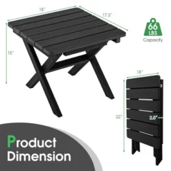Tangkula 2 Pieces Folding Adirondack Side Table Poolside Garden Patio Black -Beauty house GUEST bfc0a6a7 12cc 4001 a33d 242cc0db5bb6