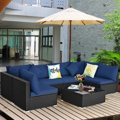 Tangkula 7PCS Rattan Patio Conversation Sectional Furniture Set W/ Cushion Pillow 5 Tangkula 7PCS Rattan Patio Conversation Sectional Furniture Set W/ Cushion Pillow - Image 3