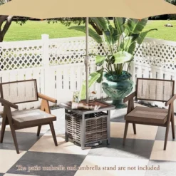 Tangkula 21.5 Inches Outdoor PE Rattan Side Table W/ Resin Tabletop Umbrella Hole -Beauty house GUEST bffcc9fb ebde 43f2 9cab ba3212a0b426