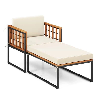 Tangkula 2pcs Outdoor Chaise Lounge Chair Acacia Wood Heavy Duty 1200 Lbs Weight Capacity 10 Tangkula 2pcs Outdoor Chaise Lounge Chair Acacia Wood Heavy Duty 1200 Lbs Weight Capacity - Image 8