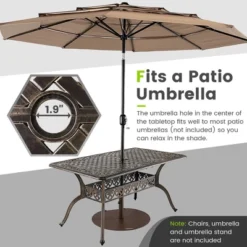Tangkula 59" Patio Rectangle Dining Table Outdoor Cast Aluminum Table W/ Umbrella Hole -Beauty house GUEST c0982d5a 6680 4225 a1a9 c5073566062a