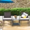 Tangkula 4-Piece Outdoor Rattan Wicker Dining Chairs With Armrests & Soft Cushions