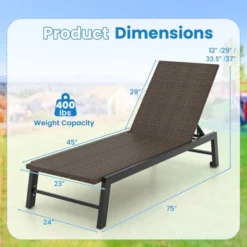Tangkula PE Wicker Patio Chaise Lounge Chair, Outdoor 4-Position Recliner With Wheels, Outdoor Reclining Chair Mix Brown -Beauty house GUEST c0f60137 617e 4163 8e57 5365bb695784