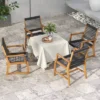Tangkula Patio 4PCS Acacia Wood Dining Chairs All-Weather Rope Woven Armchairs Outdoor
