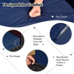 Tangkula 9PCS Furniture Set W/ 32" Fire Pit Table 50,000 BTU Square Propane Fire Pit Patio Navy -Beauty house GUEST c11ff663 9e50 4643 9356 0b688014544a