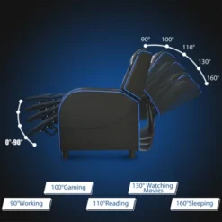 Tangkula PU Leather Gaming Recliner Chair Single Massage Lounge Sofa W/ Lumbar Cushion Blue -Beauty house GUEST c1523763 57c7 400a ad3b 1d035e22d9ff