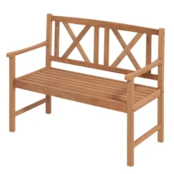 Tangkula 2-Person Acacia Wood Bench Outdoor Slats Loveseat Chair With Armrest Backrest Sturdy Frame 800lbs Load Capacity -Beauty house GUEST c159e355 1fd0 47ea 9250 c19a54a52d88