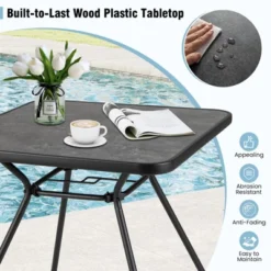 Tangkula 32" Patio Dining Table W/ 1.6" Umbrella Hole & Lid DPC Tabletop For Backyard -Beauty house GUEST c15a5e58 9cb4 454d 9221 6b07538a38fe