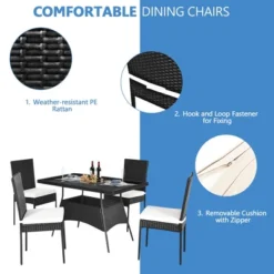 Tangkula 5PCS Patio Wicker Dining Set Outdoor Rattan Furniture Set W/ Cushion -Beauty house GUEST c193ca02 f6e0 43c2 accb db4141756f9a