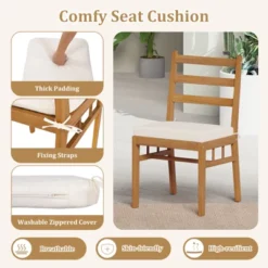 Tangkula Solid Acacia Wood Patio Chair Set Of 2 W/ Padded Seat Cushions -Beauty house GUEST c21323ef 3af0 4b52 b5dd 6bc490b9e410 1