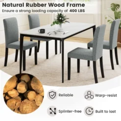 Tangkula Dining Chair Set Of 4 Mid-Century Modern Fabric Upholstered Parson Chairs -Beauty house GUEST c24ef33e 612c 4ea3 95eb bfe501b07411